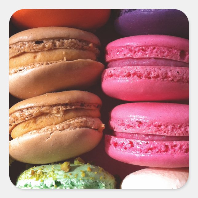 macaron cookies square sticker (Front)