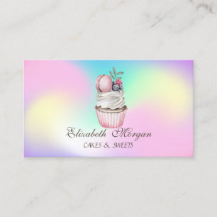 Macaron  Cupcake,Sweets Bakery Holographic Business Card