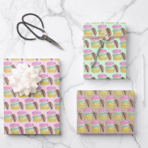 Macaron French Pastry Cookies Macarons Patisserie Wrapping Paper Sheet