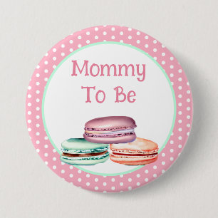 Macaron Girl's Baby Shower Mommy To Be 3 Inch Round Button