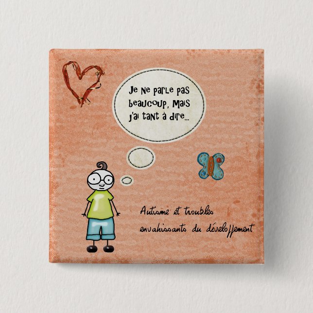 Macaron Je ne parle pas beaucoup 2 Inch Square Button (Front)