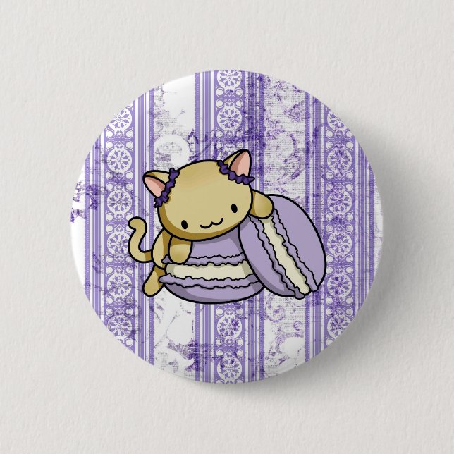Macaron Kitty 2 Inch Round Button (Front)
