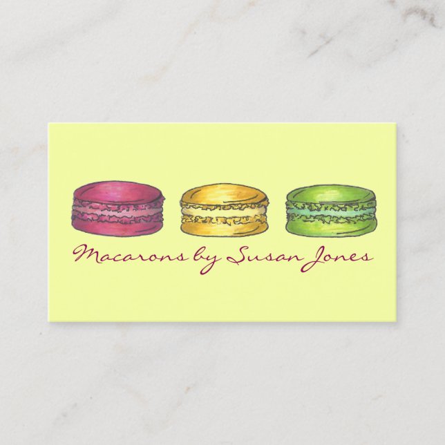 Macaron Macarons French Bakery Baked By Cookie Business Card (Front)