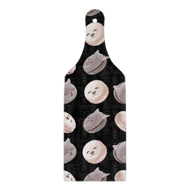 Macaron Parade – Kitty & Puppy Seamless Pattern Cutting Board (Front)