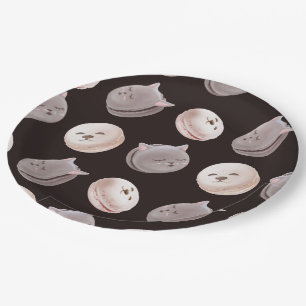 Macaron Parade – Kitty & Puppy Seamless Pattern Paper Plate