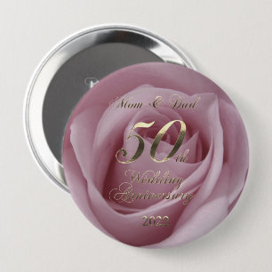 Macaron Rond 10 Cm 2022 Rose Mariage d'or 50e anniversaire Parents