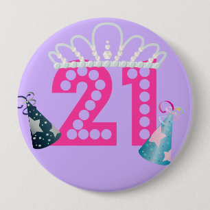 Macaron Rond 10 Cm 21ème Princesse pourpre Buttons d'anniversaire