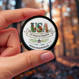 Macaron Rond 10 Cm 250 Years of Freedom Elegant Patriotic Star Border