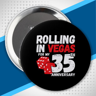 Macaron Rond 10 Cm 35e anniversaire de mariage Voyage à Las Vegas