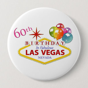 Macaron Rond 10 Cm 60ème Las Vegas Anniversaire énorme, Bouton rond d