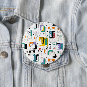 Macaron Rond 10 Cm Abstrait maya anciens visages motif 1