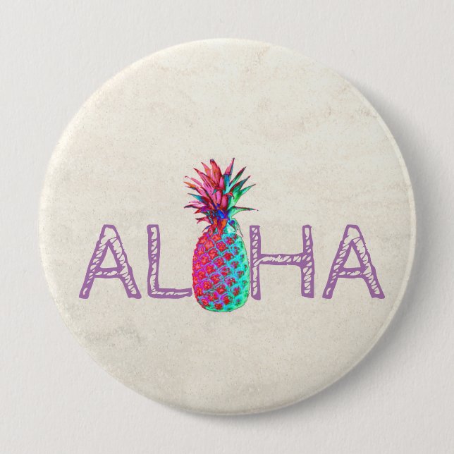 Macaron Rond 10 Cm Adorable Aloha Hawaiian Pineappy (Devant)