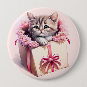 Macaron Rond 10 Cm Adorable Kitten dans une boîte Cadeau d'anniversai