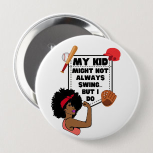 Macaron Rond 10 Cm Afro Baseball Maman MON ENFANT PEUT NE PAS TOUJOUR