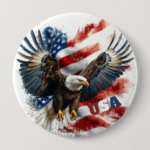 Macaron Rond 10 Cm Aigle américain patriotique – Drapeau américain au