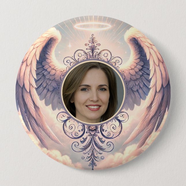 Macaron Rond 10 Cm Ajouter Photo Custom Memorial Pastel (Devant)