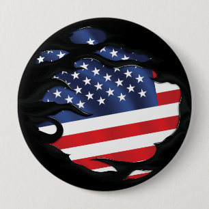 Macaron Rond 10 Cm Amérique déchiré le drapeau