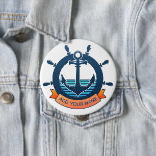 Macaron Rond 10 Cm Ancre nautique personnalisée et vacances pour amat