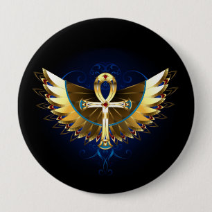 Macaron Rond 10 Cm Ankh or avec ailes