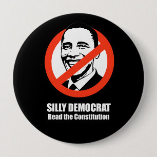Macaron Rond 10 Cm Anti-Obama - le démocrate idiot, a lu la
