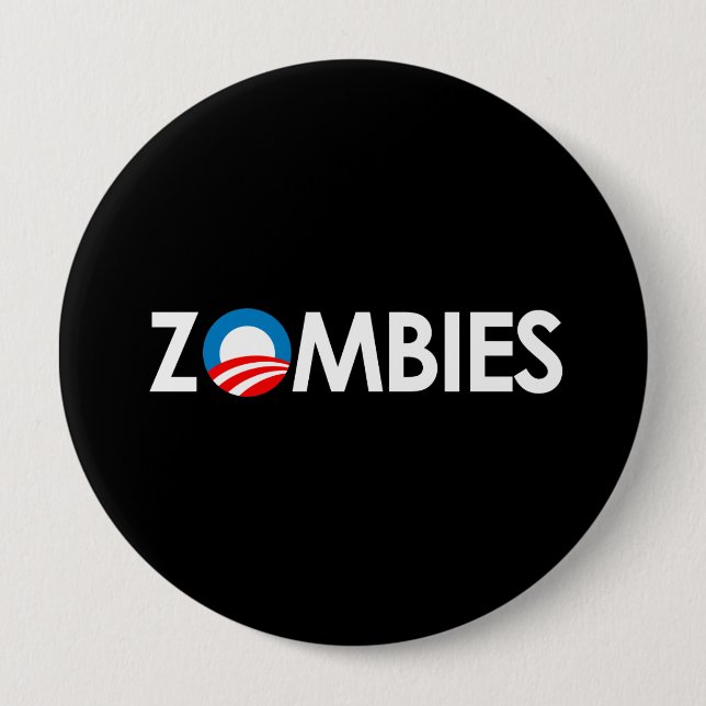 Macaron Rond 10 Cm Anti-Obama - Zombies blanc (Devant)