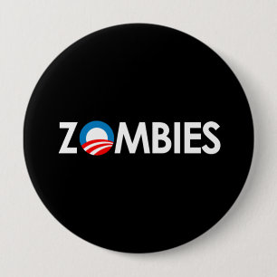 Macaron Rond 10 Cm Anti-Obama - Zombies blanc
