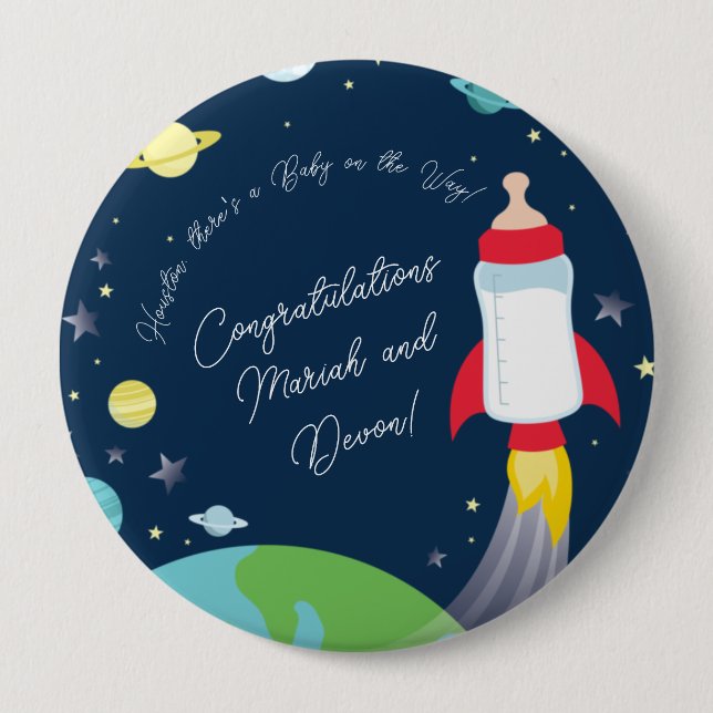 Macaron Rond 10 Cm Baby shower Espace Extérieur Bouteille Fusée Navir (Devant)