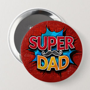 Macaron Rond 10 Cm Barbe de Super Papa Bande Dessinée Grunge