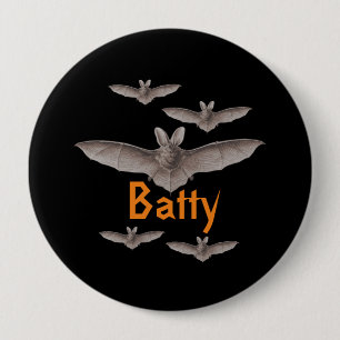 Macaron Rond 10 Cm Batty Batty Vintage chauves-souris noir et orange 