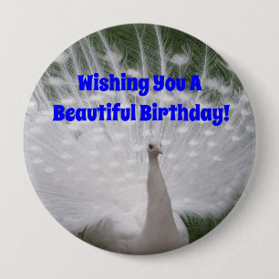 Macaron Rond 10 Cm Beau Anniversaire Peacock Button Pin