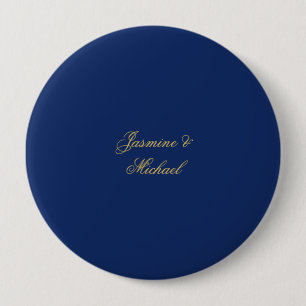 Macaron Rond 10 Cm Beaux Noms De Couple Calligraphie Chic Bleu Et Or