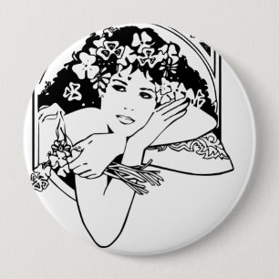 Macaron Rond 10 Cm Belle Femme avec Clovers & Shamrocks -