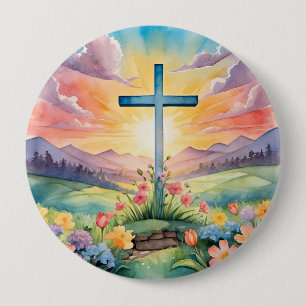 Macaron Rond 10 Cm Belle œuvre d'art à l'aquarelle de Pâques