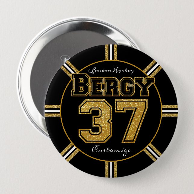 Macaron Rond 10 Cm Bergy de hockey de Boston 37 (Devant & derrière)