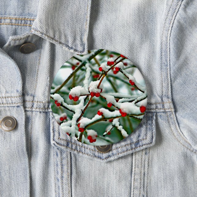 Macaron Rond 10 Cm Berries rouges dans la neige (2025) (En situation)