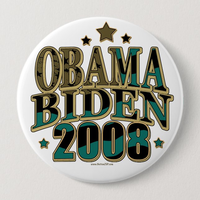 Macaron Rond 10 Cm Billet d'Obama Biden '08 (Devant)