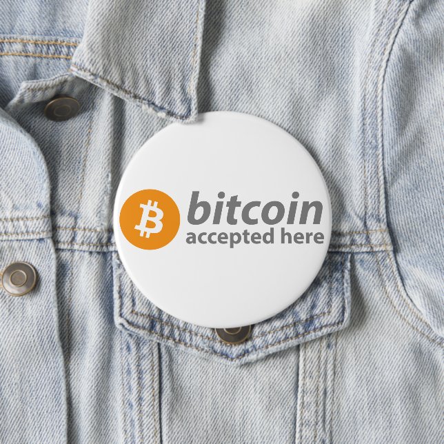 Macaron Rond 10 Cm Bitcoin a accepté ici autour de l'insigne (En situation)