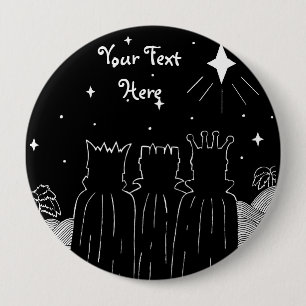 Macaron Rond 10 Cm black and white three kings and star christmas 