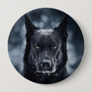 Macaron Rond 10 Cm Black German Shepherd