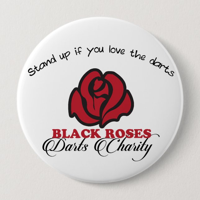 Macaron Rond 10 Cm Black Roses Darts Charity Button (Devant)