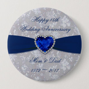 Macaron Rond 10 Cm Bold Damask 45th Mariage Anniversary Magnet