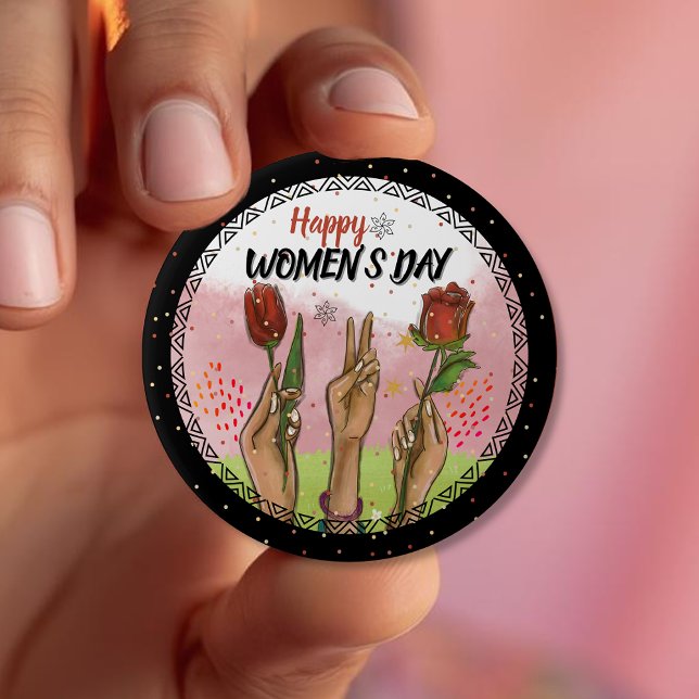 Macaron Rond 10 Cm Bold & Empowering: Modern WOMEN'S DAY Statement  (Bold & Empowering: Modern WOMEN'S DAY Statement Button)