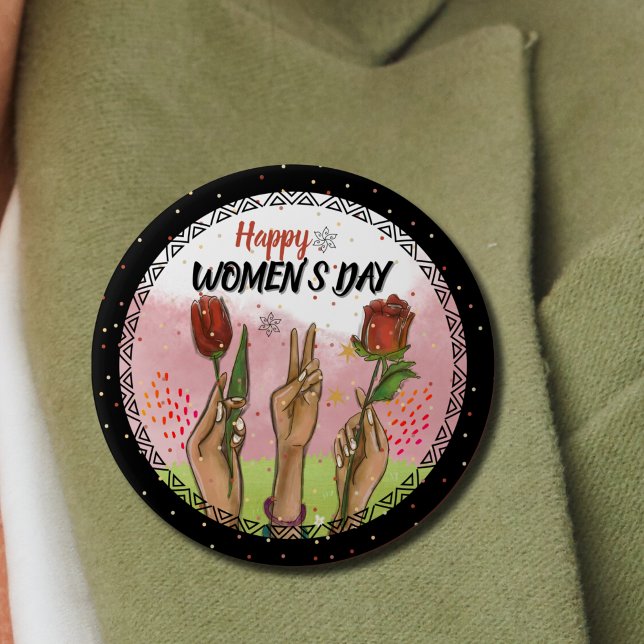Macaron Rond 10 Cm Bold & Empowering: Modern WOMEN'S DAY Statement  (Bold & Empowering Modern WOMEN'S DAY Statement Button)