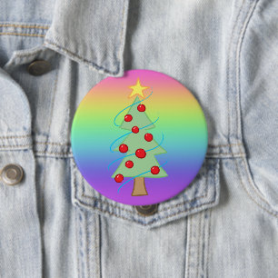 Macaron Rond 10 Cm Bouton Arbre de Noël Arc-en-ciel