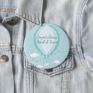 Macaron Rond 10 Cm Bouton bleu Baby shower à air chaud