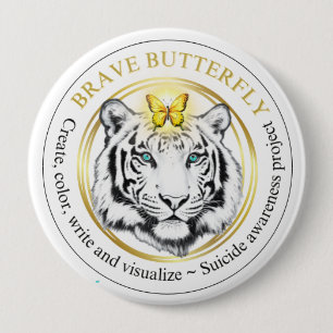 Macaron Rond 10 Cm Bouton Brave Butterfly Project Suicide Awareness