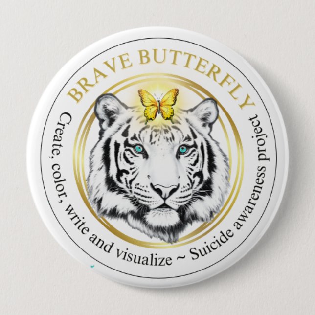 Macaron Rond 10 Cm Bouton Brave Butterfly Project Suicide Awareness (Devant)