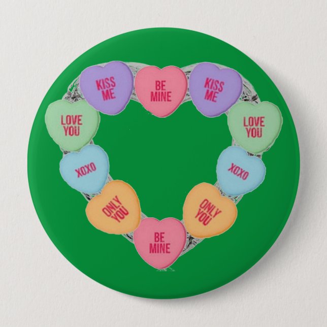 Macaron Rond 10 Cm Bouton Candy Coeurs d'amour (Devant)