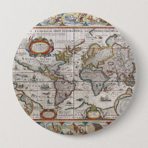 Macaron Rond 10 Cm Bouton Carte du monde antique