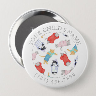 Macaron Rond 10 Cm Bouton CATS PAJAMAS ID enfant - Blanc